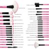 Pink makeup brush without bag 32pcs Premium Synthetic Brushes; Kabuki Foundation Brush Blending Face Powder Blush Concealers Eye Shadows Cosmetic Brus
