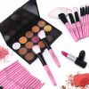 Pink makeup brush without bag 32pcs Premium Synthetic Brushes; Kabuki Foundation Brush Blending Face Powder Blush Concealers Eye Shadows Cosmetic Brus