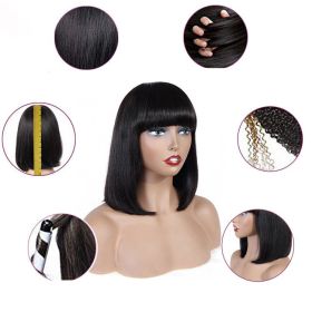 Human Hair Bob Wig Headgear Woven Top Heart Is Natural And Realistic (Option: 211202710inches)