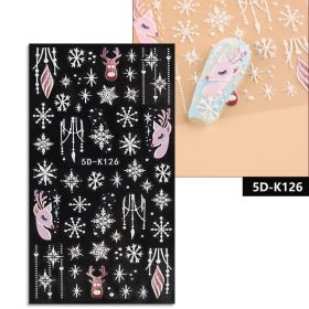 5D Relief Nail Stickers European And American Style Christmas Snowflake (Option: K126)