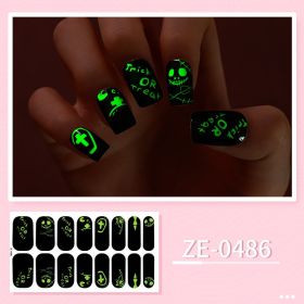 Apply Oil Film Fluorescent Nail Enhancement Sticker Glow At Night (Option: ZE 0486-Nail Sticker Down)