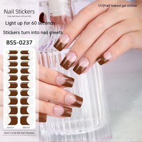 French Gel Nail Art UV Nail Applique Semi-cured Full Sticker (Option: 20pc-BSS 0237)