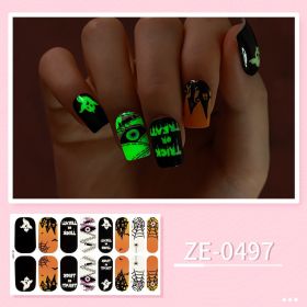 Apply Oil Film Fluorescent Nail Enhancement Sticker Glow At Night (Option: ZE 0497-Nail Sticker Down)
