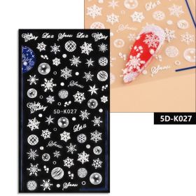 5D Relief Nail Stickers European And American Style Christmas Snowflake (Option: K027)