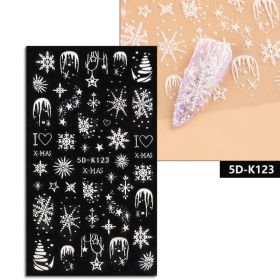 5D Relief Nail Stickers European And American Style Christmas Snowflake (Option: K123)