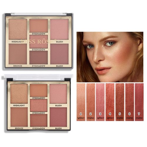 Highlighter Blush Palette Contour and Highlight Blush Palette Matte Blush Powder Face Cosmetics Blusher Light Face Blush Palette 1PCS