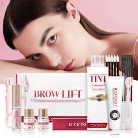 Brow Lift Kit and Eyelash Eyebrow Dye Tint Combo Brow Perm Brow Dye Brow Tattoo Cream Eye Makeup Tools Dropshipping (Color: Black)