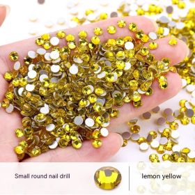 New Nail Ornament Nail Small Round Diamond Super Net Red Simple White Rhinestone Whole Bag (Option: Lemon Yellow-Ss6)